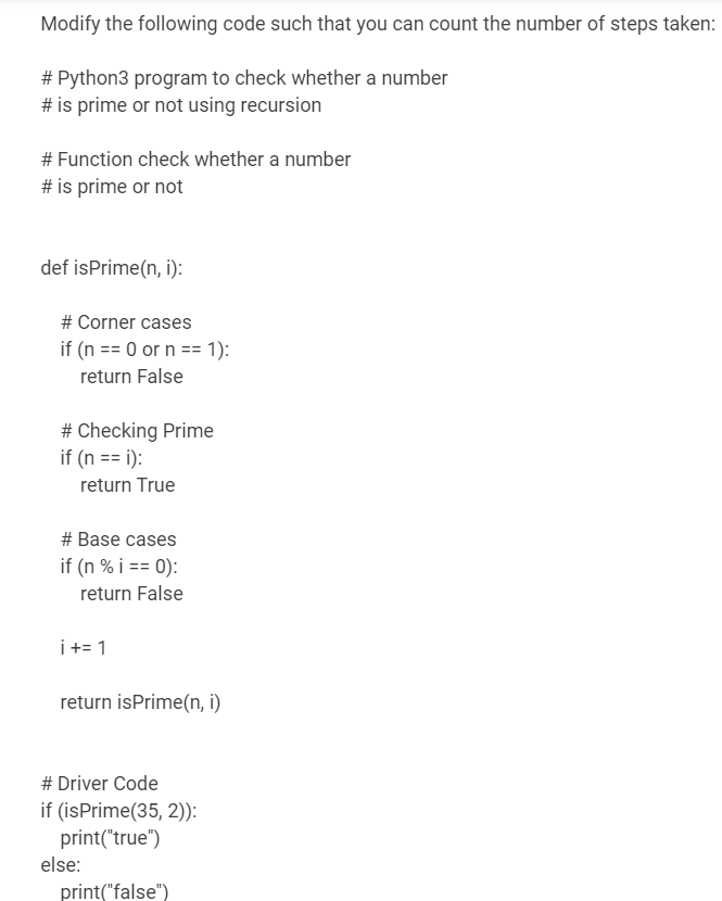  Modify the following code such that you can count the number