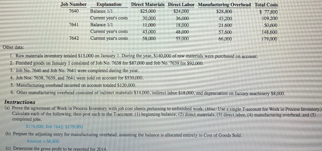 -Prepare entries in a job order cost system and partial income statement