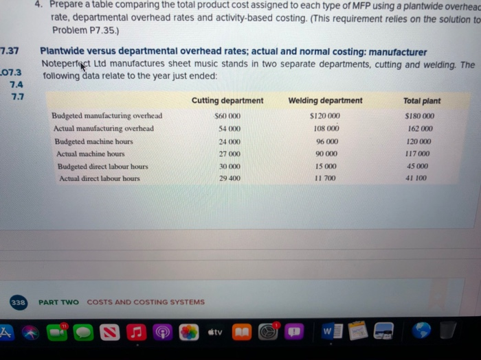  4. Prepare a table comparing the total product cost assigned to
