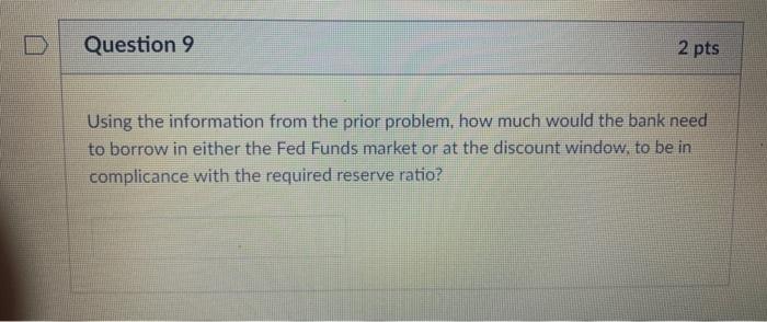  prior problem need answer to #9 i have #8 filled in.