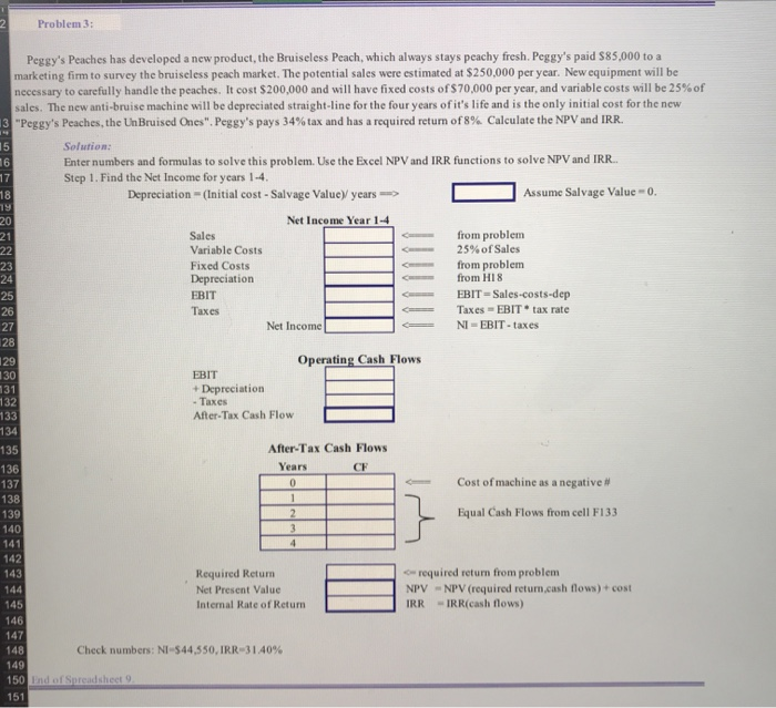 please fill out all boxes thank you Problem 3: Peggy's Peaches has