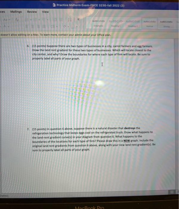 please help and answer all questions! doesn't allow editing on a Mac.