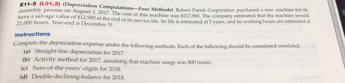  I NEED HELP CREATING AMORTIZATION SCHEDULED FOR EXERCISE 11-5 USING EXCEL.