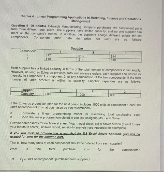 i really need this for tonight. Chapter 4- Linear Programming Applications in