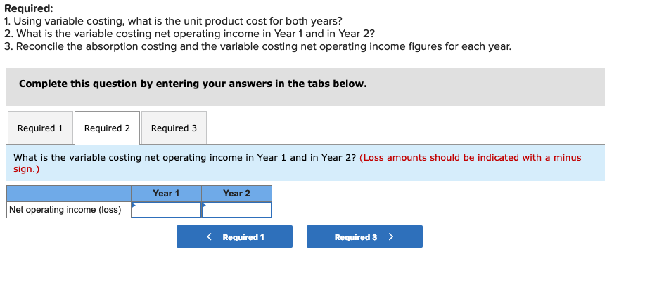 income as follows Year 1 Year 2 Sales (e $60 per unit)