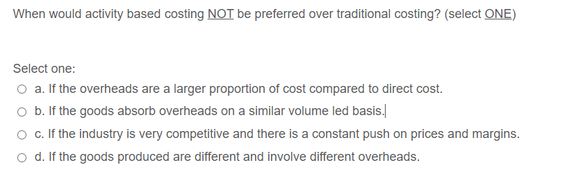 to use ABC absorption costing for its overheads. It has worked out