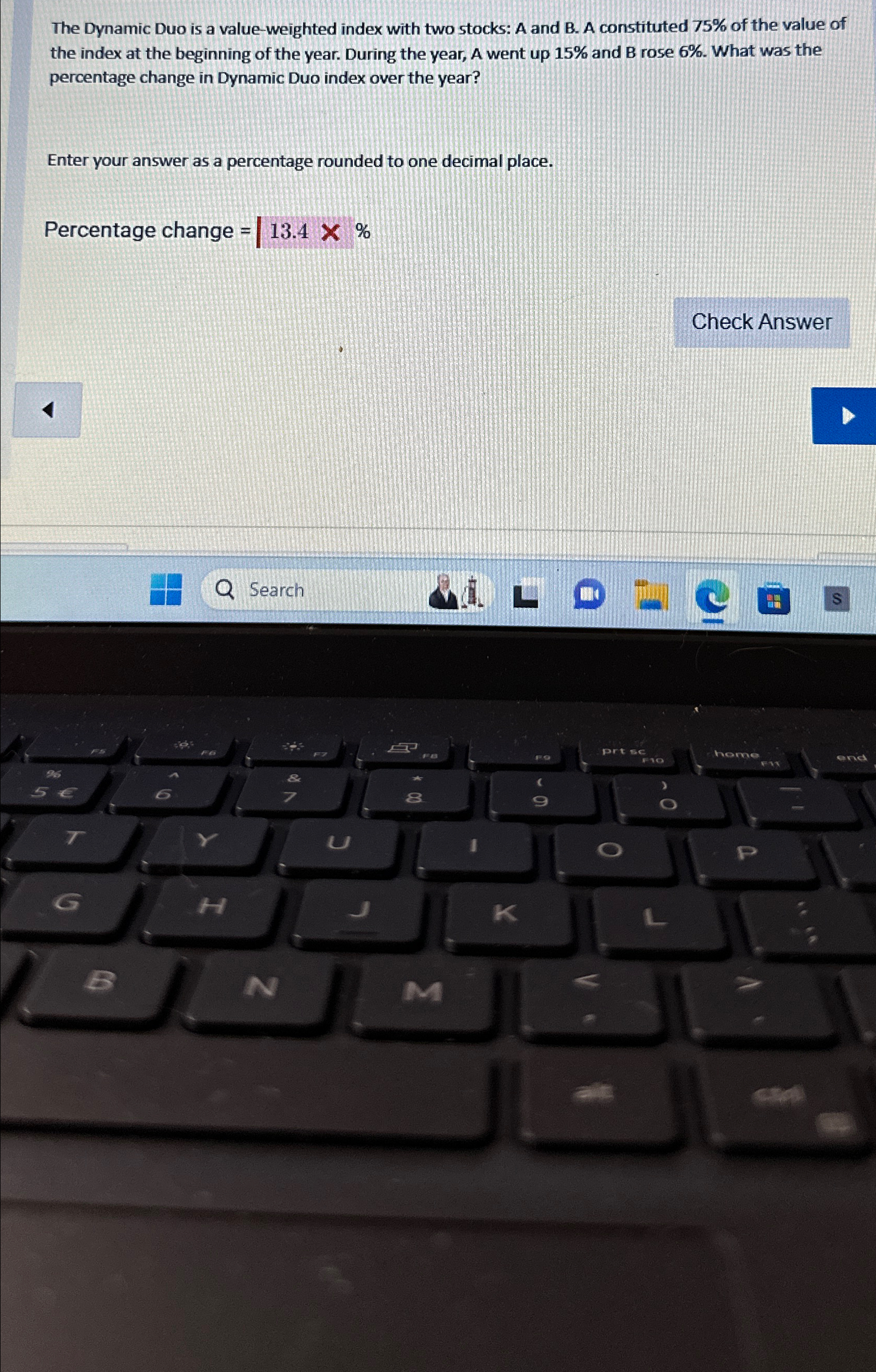  The Dynamic Duo is a value-weighted index with two stocks: A