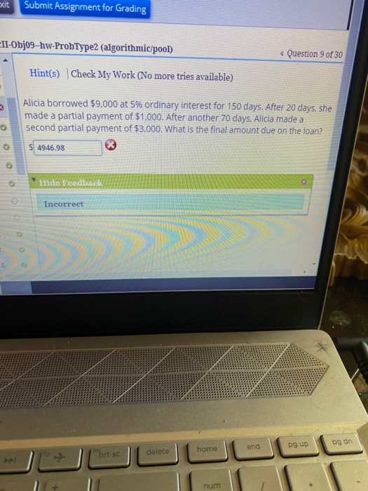 After 20 days, you make a partial payment of $1.000. After another