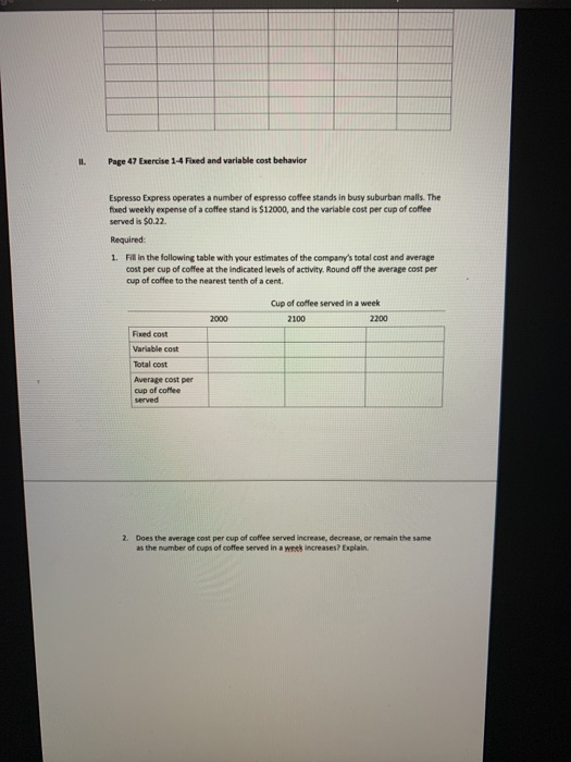 problem 1-23 cost classification Usted below are costs found in various organization