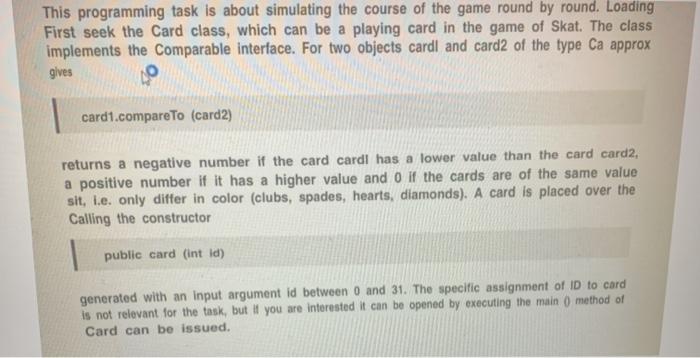  Task 4: Implementation of Card game 78910 The course of the