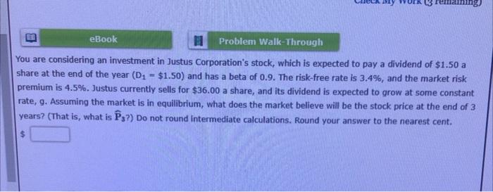 please, help with this one wy B eBook Problem Walk-Through You are