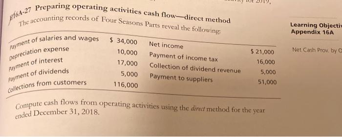  f164-27 Learning Objectiu Appendix 16A Net Cash Prov. by Preparing operating