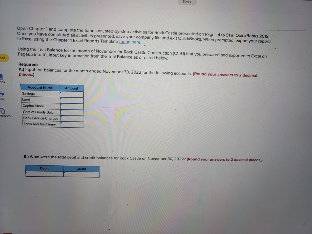  Saved Open Chapter 1 and complete the hands on, step-by-step activities