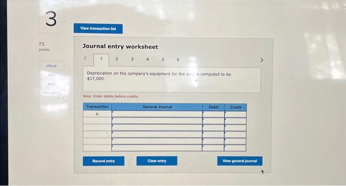 3 4 5 6 Depreciation on the company's equipment for the yo.