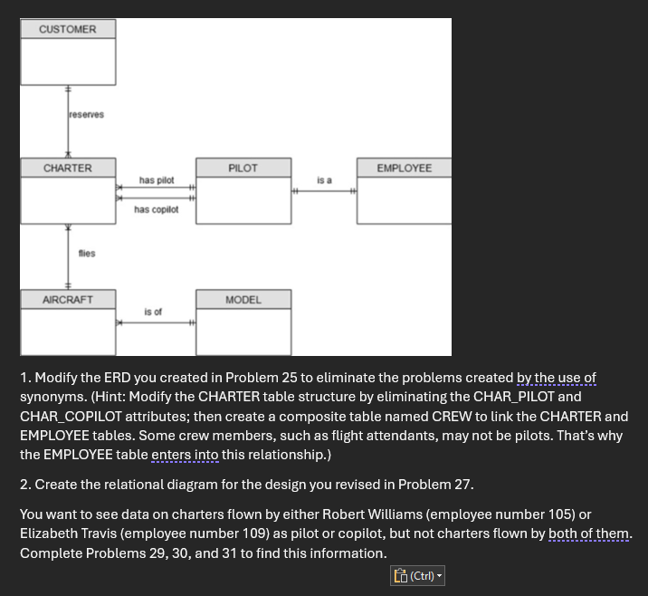  Modify the ERD you created in Problem 25 to eliminate the
