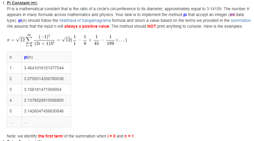  Place your code in a class named Calculus.java. Each class should