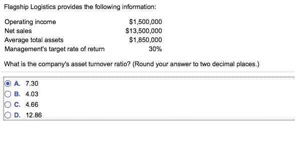  Am I correct ? Flagship Logistics provides the following information: Operating