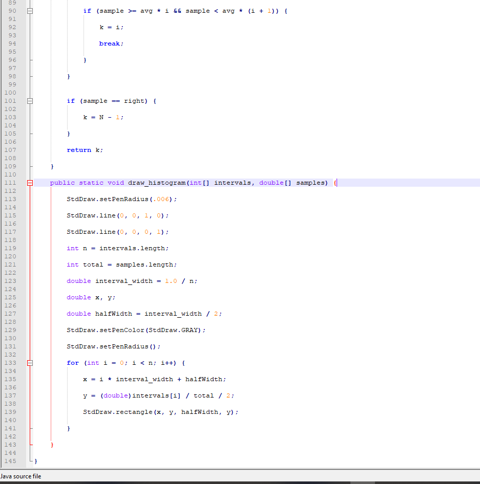 n, and two integers left and right, and uses StdDraw to plot