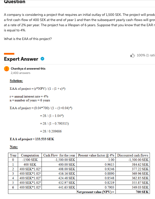 how did you calculate the present value factor Question A company is