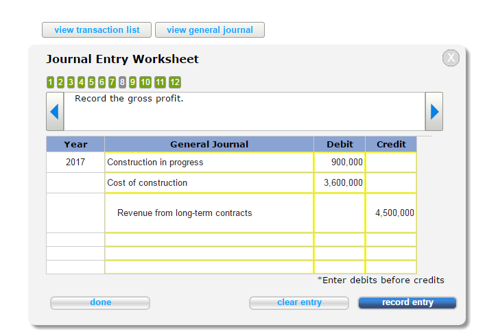 the amount of revenue and gross profit to be recognized in each