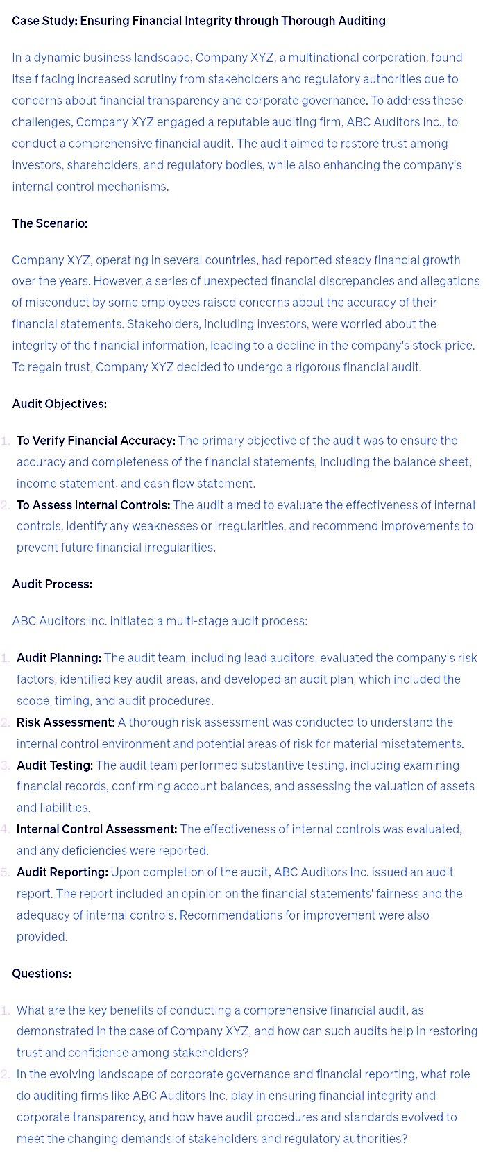  Case Study: Ensuring Financial Integrity through Thorough Auditing In a dynamic