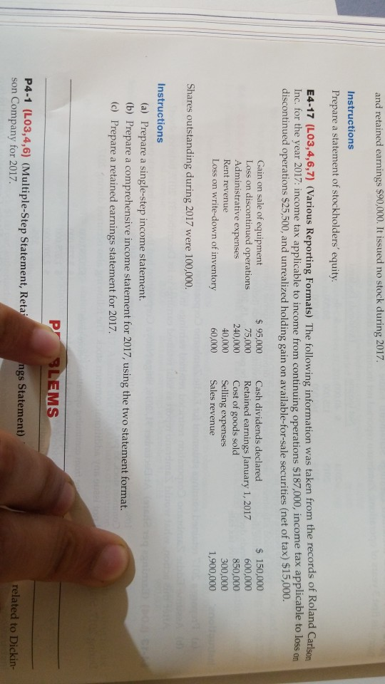 (Comprehensive Income) Roxanne Carter Corporation reported the following for 2017: net sales