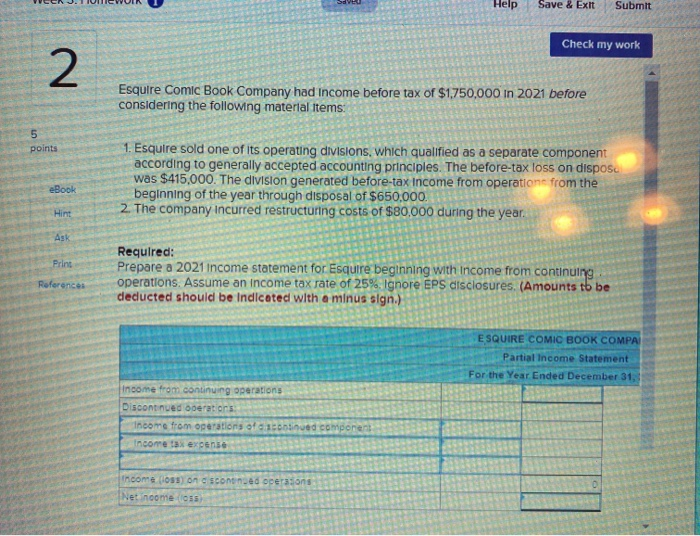  Help Save & Exit Submit Check my work 2 Esquire Comic