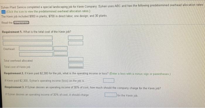 per plant Print Done i Requirements XC 1. What is the total
