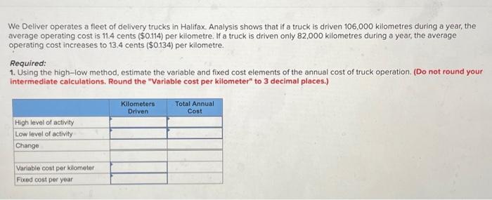  2. Express the variable and fixed costs in the form Y=a+bX.