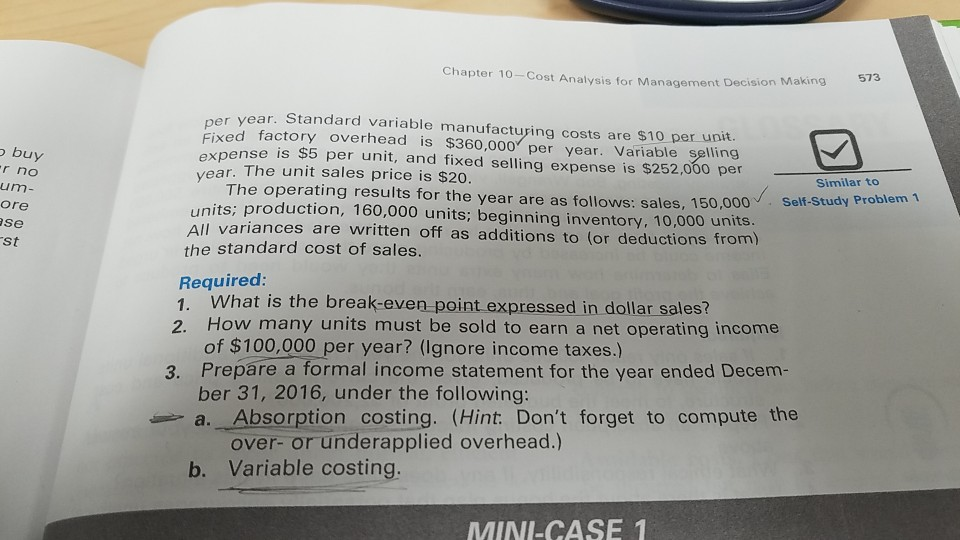  Chapter 10- Cost Analysis for Management Decision Making 573 buy er