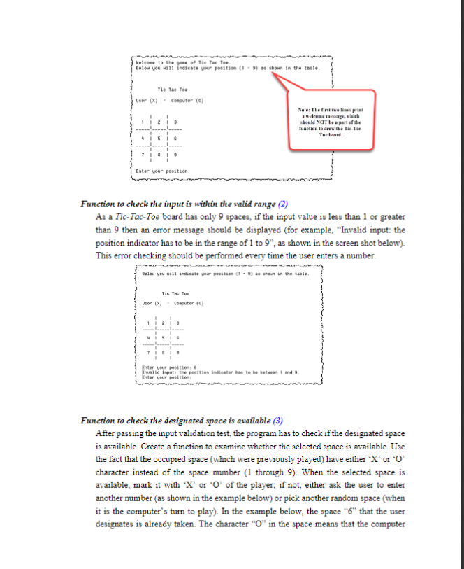 this design project, you will implement a Tic-Tac-Toe game between a user