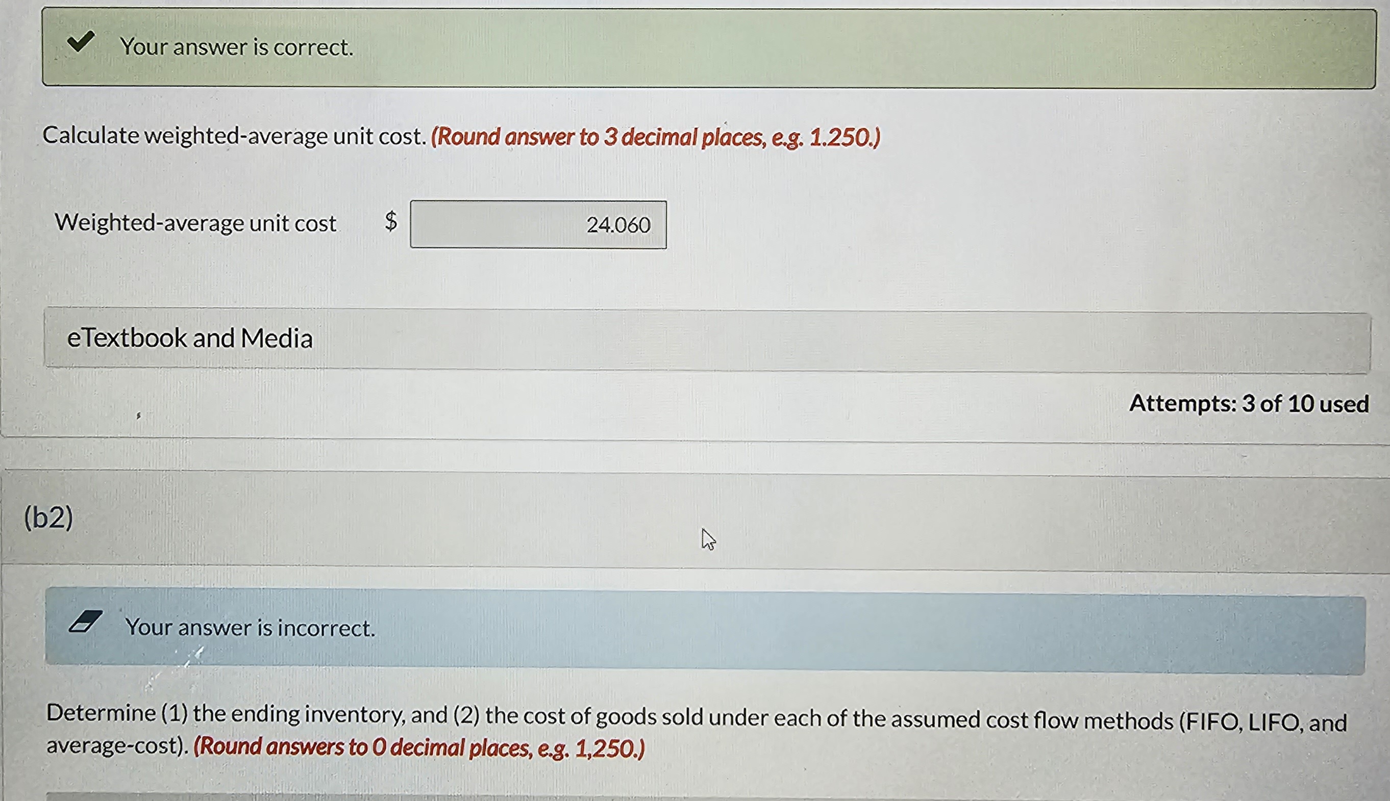 (2) the cost of goods sold under each of the assumed cost