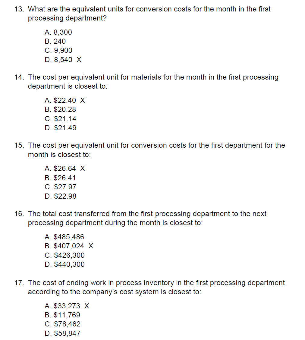 This month, the beginning inventory in the first processing department consisted of