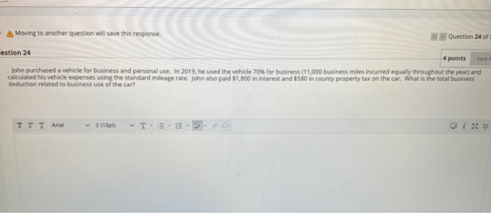  Moving to another question will save this response. Question 24 of