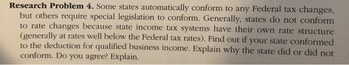  New York State Research Problem 4. Some states automatically conform to