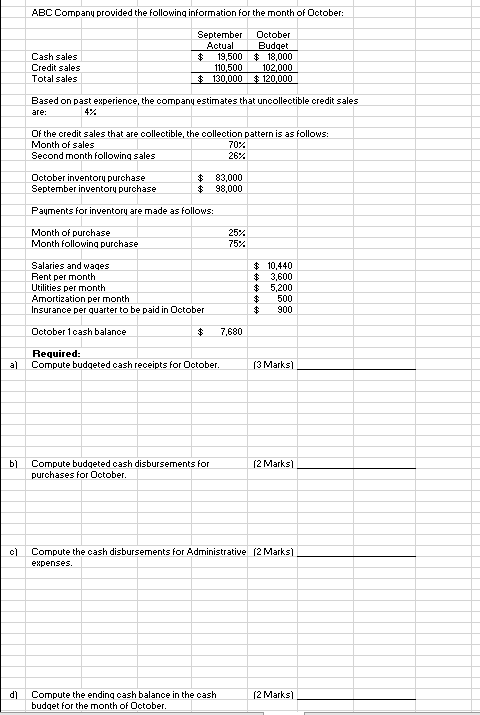  I dont know how do this question type ABC Company provided