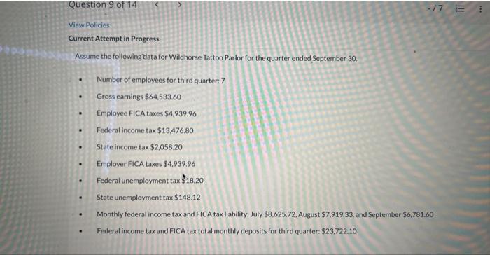  View Policies: Current Attempt in Progress Assume the following 2data for