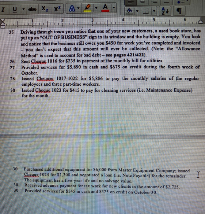 Prepare a trial balance. 4. Analyze the following information to determine/calculate adjustments!