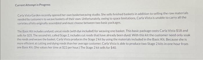 materials needed by customers to weave baskets of their own. Unfortunately. owing