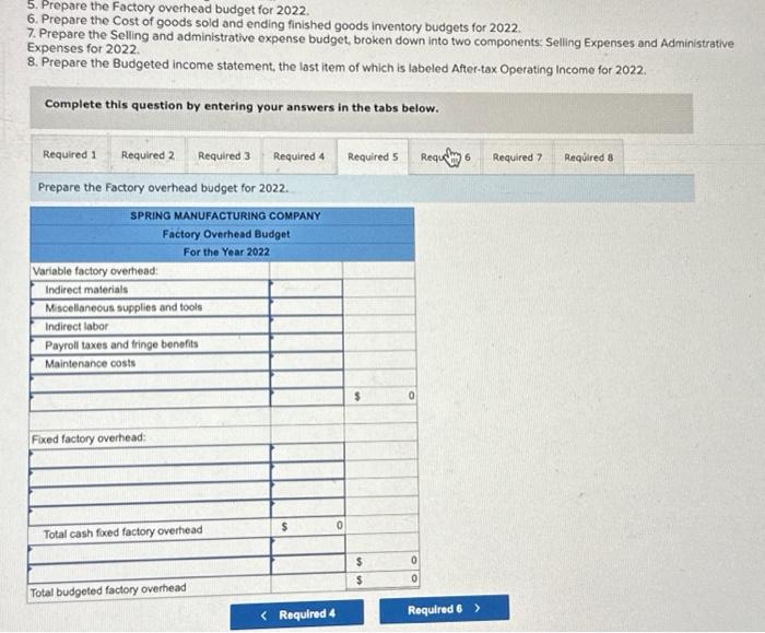 and D57. Selected budgetary data for 2022 follow: The firm expects the