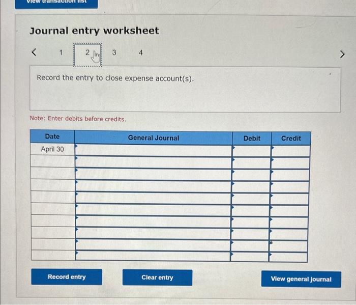 for the first nonth's (Aorid) rent. Apri1 4 the company purchased $1,3,