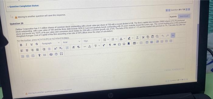  Question Completion Status: Moving to another question will save this response.