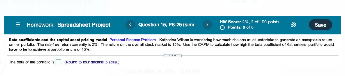 plz answer ASAP. show its working = Homework: Spreadsheet Project Question 15,