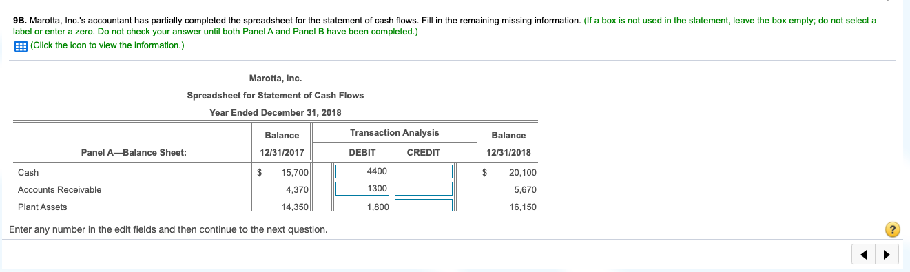 Please answer the way the boxes are 9B. Marotta, Inc.'s accountant has
