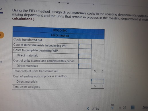 started 18,000 units. At the end of the month, the roasting department