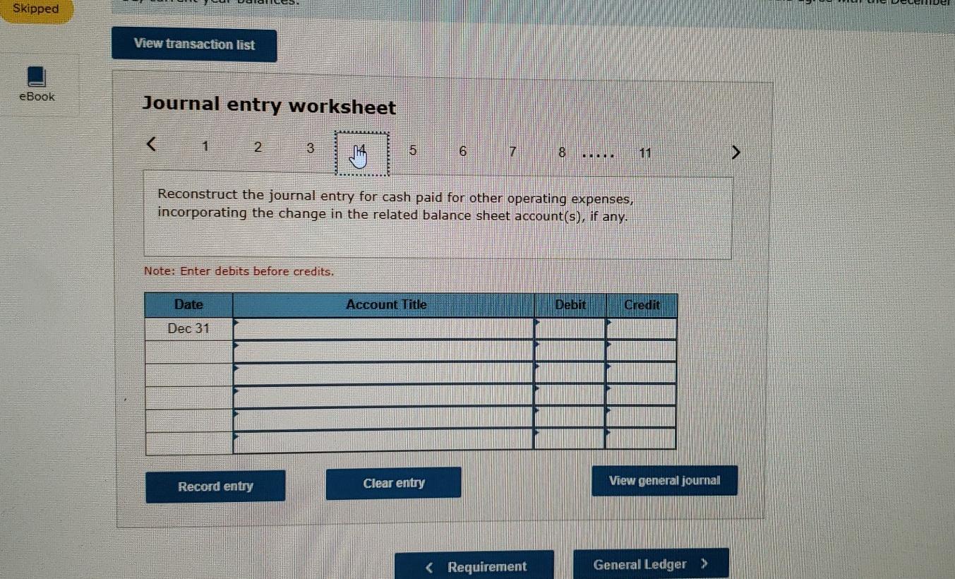 cash payments for inventory, (5) Other Expenses are all cash expenses, and