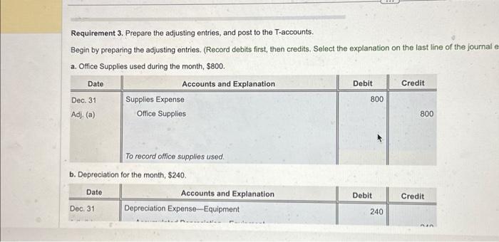 Automotive. Th 1. Prepare the journal entries, and post to the T-accounts.