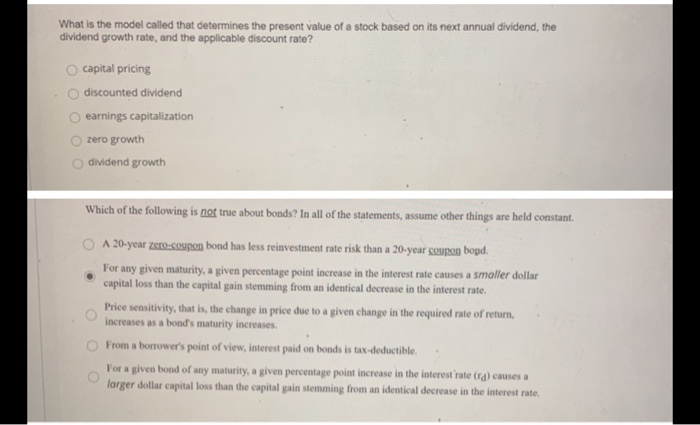  What is the model called that determines the present value of