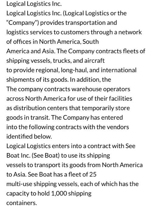 Logistics's vendor contracts contains an identified asset. 2. Determine whether each contract