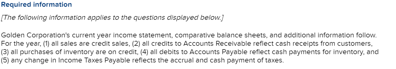Required: Prepare a complete statement of cash flows using the indirect